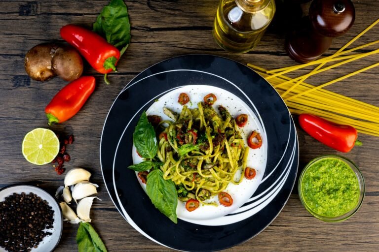 macarrão pesto gergelim